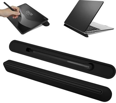 kwmobile Laptopställ för bärbar dator/bärbar skärm/surfplatta - Mini laptopställ med linjal & pennhållare - surfplatta och notebook hållare - svart
