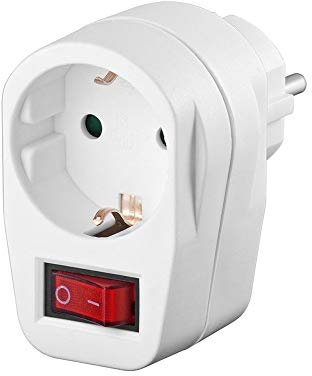 Goobay 68906 Schutzkontaktsteckdose 16 A, 1-er Schutzkontakt-Steckdosenadapter mit Schalter für DE-Stecksysteme