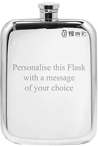 English Pewter Company 6oz Plain Pewter Hip Flask. Personalised with Free Engraving [SF435]