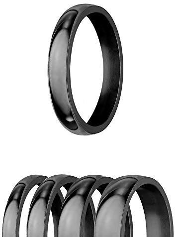 Treuheld® | Edel-Stahl RING in SCHWARZ - 48 Größen & Breiten - Schwarzer Herren & Damen-Ring - glanz poliert - glänzender Finger-Ring - Ring-Größen: 48, 50, 51, 52, 53, 54, 55, 56, 57, 58, 60, 62