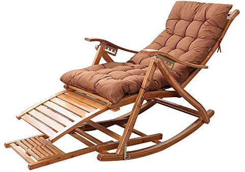 Bseack Mecedora Silla de Siesta Plegable for Personas Mayores con reposapiés retráctil Silla de Gravedad Cero Multifuncional Ajustable con Masaje de pies Rueda Sillón de Mimbre (Color : with Cushion)