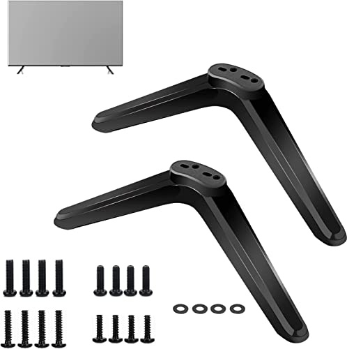 Universal TV Ständer, TV Standfuss, TV Standfüße Geeignet für die meisten LED LCD Fernseher von 27 bis 55 Zoll, Der Abstand zwischen den Löchern beträgt 16.7-20mm, Gewichtskapazität 99 lbs, Schwarz