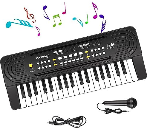 Pianola Bambini, Pianola per Scuola Media, Multifunzione Tastiera Musicale 37 Tasti con Microfono, Shayson Digitale Tastiera Elettronica Portatile, Educativo, Regalo per Ragazzi Ragazze 3+ Anni