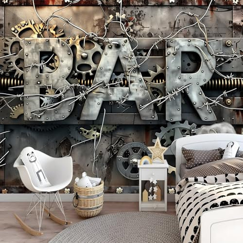 Papel pintado fotográfico impreso Alambre y máquinas complejas Papel pintado fotográfico de tejido no tejido 250 x 175 cm arte fotográfico pared de Gris pintado de pared imagen de pare