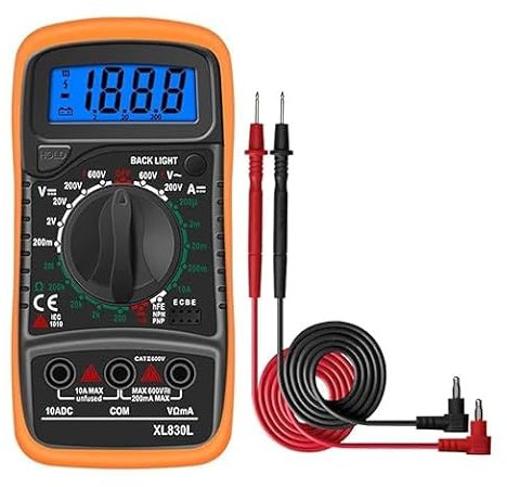 Strumenti multimetro portatile, display LCD retroilluminato, multimetro multifunzionale, tester di alta precisione per fabbrica professionale e scuola. Arancione)
