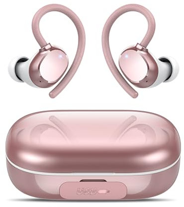 Bluetooth Kopfhörer, 2026 Bluetooth 5.3 Sport-Kopfhörer In-Ear Kabellos, 128 Stu Spielzeit, IP7 Wasserdicht, HD-Mikrofon, Komfort-Ohrhaken, Duale LED-Anzeige, HiFi-Sound für Fitness und Outdoor