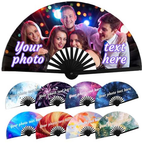XSTZR Personalized Fans for Line Dancing – Custom Folding Hand Fans with Photo/Text/Logo, Clacking for Women, Weddings, Church, Events, Performances, Custom Gift Handheld Fans