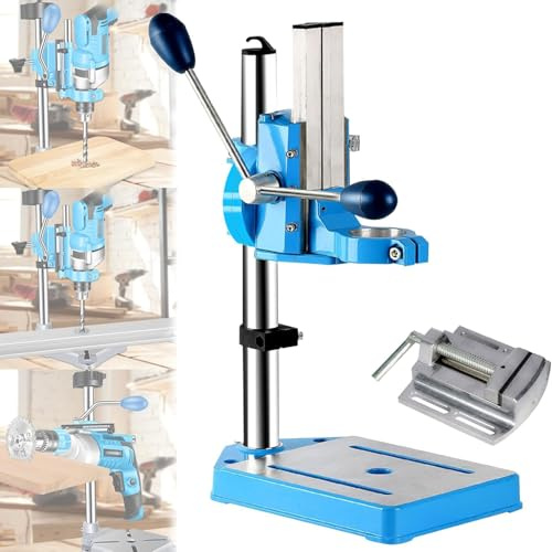 Drill Press Stand for Hand Drill, Bench Press, Adopt Aluminum Alloy Clamping Head, Adjustable Height, Enlarged and Widened Cast Aluminum Base Can Be Used