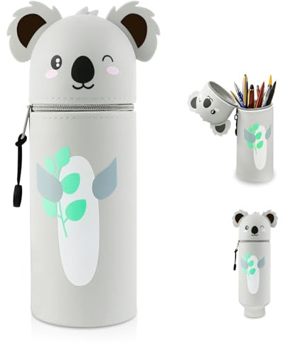 MFUSUL Kawaii Estuche 2 en 1 Funda de Silicona Suave Soporte para Lápices de Mesa Cremallera Silicona Tiftetasche Lápices de Colores Marcadores Soporte Estuche Estuche Dibujos Animados Lapicero