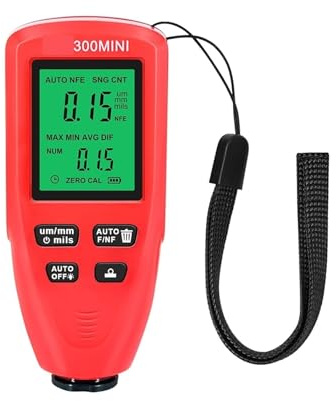 Misuratore di spessore della vernice, Misuratore Di Spessore Della Vernice, Rivestimento 0-2000UM Per Auto Automatico Strumenti Misurazione Fisica Misuratore di profondità della vernice portatile(Red)