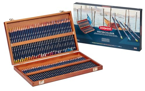 Derwent Colored Pencils, WaterColour, Water Color Pencils, Drawing, Art, Wooden Box, 72 Count (32891)