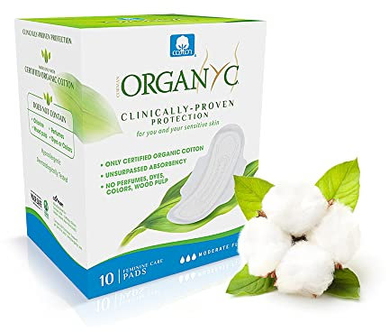 Organ(y) c, Hygienebinden für den täglichen Gebrauch mit gefalteten Flügeln aus 100% Bio-Baumwolle - 10 Stück (1er Pack)