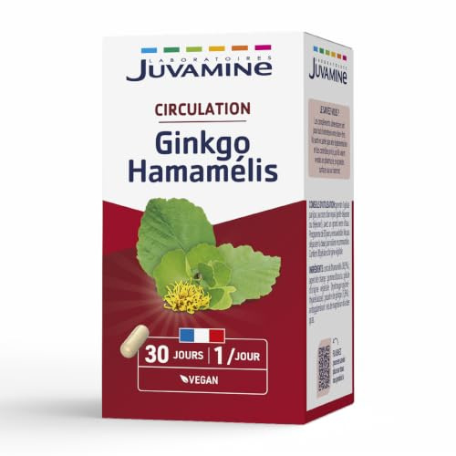JUVAMINE Circulation Sanguine, Jambes Légères - Ginkgo + Hamamélis - 30 Gel | Gingko, Soulage les Jambes Lourdes, Soutient le Système Veineux, Microcirculation, Drainage, Fabriqué en France