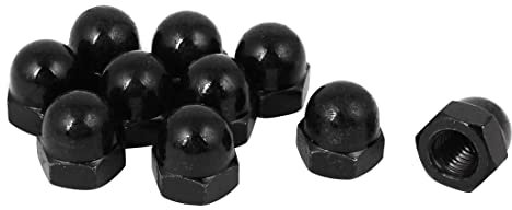 sourcing map Eichel Sechskant Hutmuttern - 10stk. M12 Hutmuttern Kohlenstoffstahl Sechskant Dekorative Hutmutter für Schrauben Bolzen Schwarz