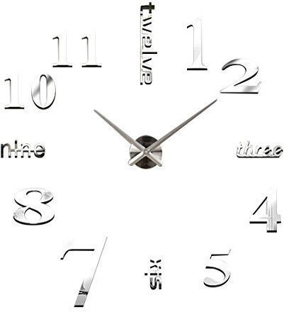 GMMH DIY Wanduhr Acryl 3D Spiegel Oberflächen Aufkleber Wandtattoo Wohnzimmer Dekoration Uhr Zimmerdeko Einzigartiges Geschenk (2-Silber)