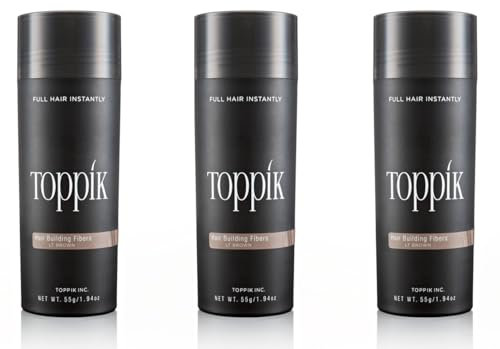 3 x TOPPIK 55 g. Haarverdichter Streuhaar Haarverdichtung Schütthaar Hair Fibers - Sparangebot!, Farbton:Hellbraun (Light Brown)