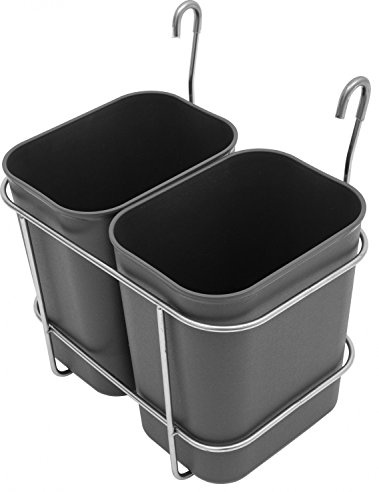 Saro - AB 2 Poubelle pour Chariot de Service, 2 x 8 l, Support de Fixation en Acier Inoxydable, Bacs en Plastique, Compacts et Faciles à Nettoyer