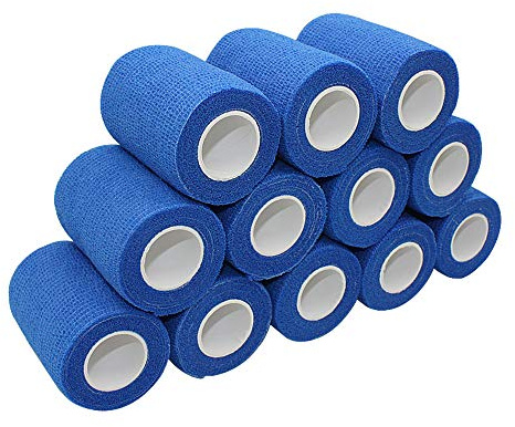 STpro Selbstklebender Verband Tape Fixierverband Selbsthaftende Bandage 7,5cm x 12 Stück Blau Tape Haftbandage Cohesive Bandagen Pferd Selbstklebende Binden Verband Elastischer Verbände Kohäsiv