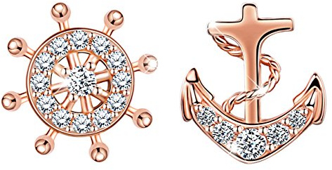 Unendlich U Fashion Ruder Anker Ohrstecker 925 Sterling Silber Zirkonia Damen Ohrringe Ohrschmuck, Rosegold