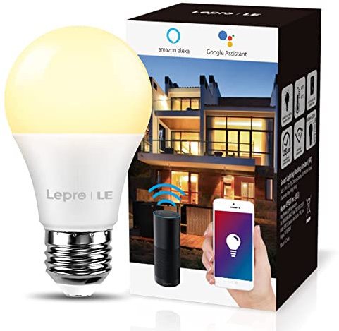 LE Smart LED Lampe WiFi E27 Glühbirne 9 W entspricht 60W dimmbares Warmes Licht 2700K 806 LM, kompatibel mit Alexa, Echo und Google Home, WLAN, 2,4 GHz, Fernbedienung, kein Hub erforderlich