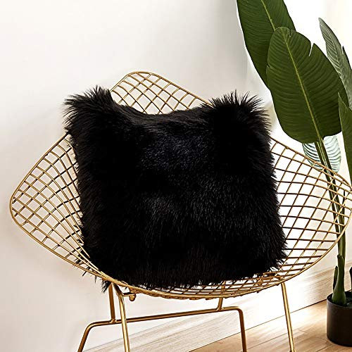 YLXD Kissenbezug Cashmere-Feeling Kopfkissen Sofa Lendenkissen,Kunstfell Reißverschluss Kissenhülle Kissenbezüge Fellkissen Sofakissen Wildfell Fell Bezüge Kissen Hülle Sofa Deko Hüllen