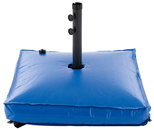 Nexos Trading Sonnenschirmständer mit Wasser befüllbar bis 78 Liter Sonnenschirmständer blau eckig 75x75cm Stahlfuß Edelstahlrohr Griff wasserdicht standfest