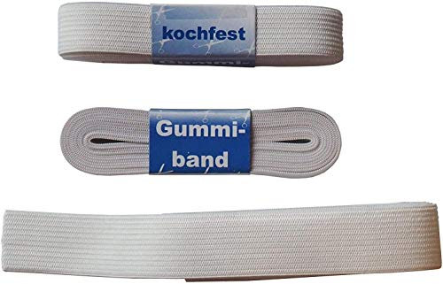 Preisjubel 12 x Gummiband 2,5m x 1,5cm in der Farbe weiß und Kochfest, Gummilitze, Nähband, Schlüpfergummi, Saumband
