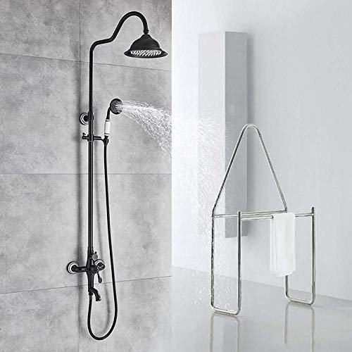 Huin Schwarz Bronze Duschset Messing 8 Zoll Niederschlag Bad Dusche Wasserhahn In Wand Schwenkbare Badewanne Auslauf Duschsäule mit Handbrause