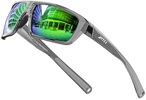 ATTCL Polarized Sunglasses Men for Fishing: UV Protection Lightweight TR90 Sports Wrap Sun Glasses Driving Golf Cycling Running 5001 Clear+Green