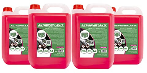 Set de 4 Garrafas de Anticongelante / Refrigerante de Motor MTK al 30%, -16°C, Rosa, 5 litros (20 litros total)