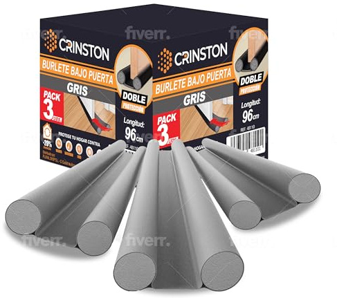 CRINSTON – Burlete Bajo Puerta | DOBLE Aislamiento Térmico y Acústico | Mejora la eficiencia energética de tu hogar. (PACK 3 UNIDADES)