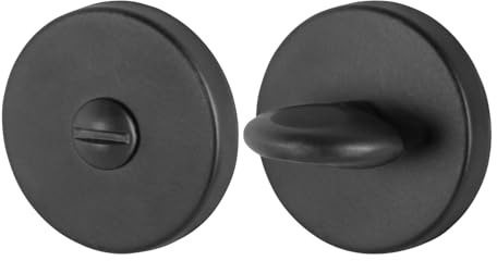 EAI Round Bathroom Thumb Turn Lock - Matt Black | Universal Black Door Turn and Release Lock | Bathroom / Toilet | with Emergency Coin Release Lock