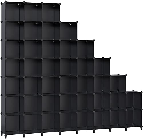 HOMIDEC Regalsystem Kleiderschrank aus Kunststoff, 40 Würfel Regal Schuhregal Modular Schrank Faltschrank Raumteiler, Aufbewahrung Organizer von Kleidung Schuhen Spielzeug Büchern für Schlafzimmer