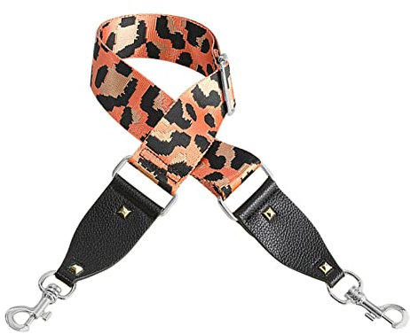 Riemen Schultergurt Ersatz Damen Verstellbar Canva Riemen Taschengurt Mit Haken Metall Für Tasche Geldbörse Kameratasche Clutch Leopard(Orange)