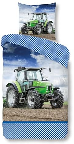 Traumschloss Renforcé Bettwäsche »Strong«, Traktor, Trekker, 135x200 & 80x80, 100% Baumwolle, atmungsaktiv & weich, Kinderbettwäsche-Set mit Reißverschluss bestehend aus Kissen und Bettbezug