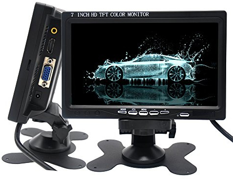 Pardarsey Monitor da 7 pollici HDMI 1024 x 600 HD TFT LCD Display Ingresso AV VGA Altoparlante incorporato per Raspberry Pi 3 Modello B+ 3B CCTV Computer PC DVR Auto