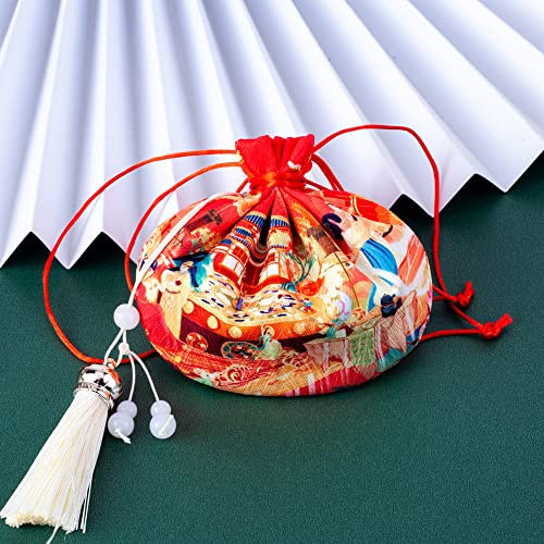 qbodp 4 Stück Duftsäckchen Säckchen Für Schubladen Und Schränke,Chinesische Traditionsbeutel,Kordelzug,Geschenkbeutel,Leerer Duftbeutel Mit Quaste,Auto-Hängedekoration