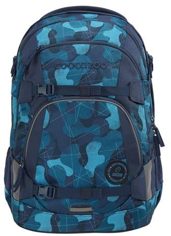 coocazoo Schulrucksack Mate „Cloudy Camou”, blau, ergonomischer & anpassbarer Tornister, höhen- & größenverstellbar, mit Brustgurt & Hüftgurt, ab der 3. Klasse