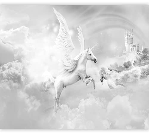 murando Fototapete Premium-Vlies für Kinder 100x70cm Foto Tapete Schlafzimmer Wohnzimmer Vliestapete XXL Wandtapete Motivtapeten Bildtapete 3d Effekt Wand Dekoration Einhorn Regenbogen wie gemalt