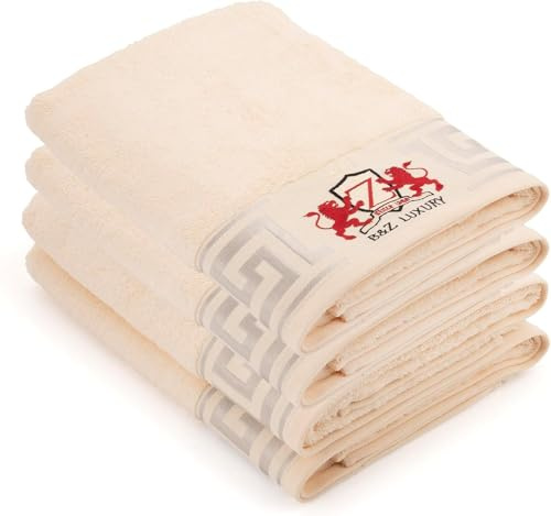 BZ Luxury Set 4 Asciugamani Bagno Panna 70x40 cm 500 gr/m² 70% Bamboo 30% Cotone – Spugna Viso Mani Ospiti Capelli – Alta Grammatura Super Assorbenti – Hotel Spa Palestra OEKO-TEX