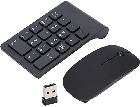 Trådlös Numerisk Knappsats och Mus, 2,4 GHz Trådlös USB Numerisk Tangentbord Ultratunn Numerisk Tangentbord och Mus med 18 Tangenter för Bärbar Dator Stationär PC och Bärbar Dator