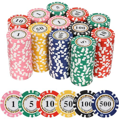 LUOBAO Premium numrerade pokerchips för kortbrädspel, för Texas Hold'em, Blackjack, kortklubb eller sen natt pokerspel