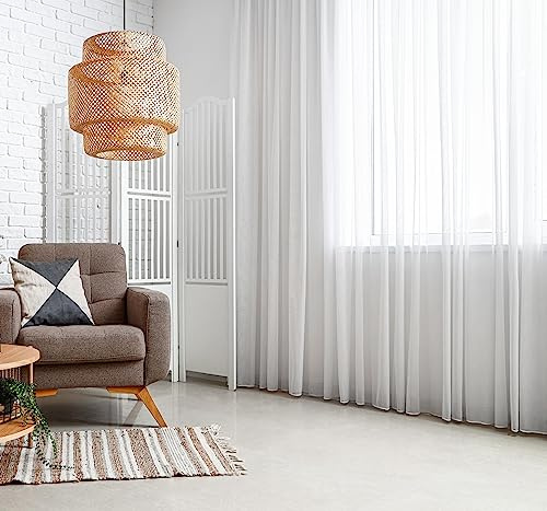 Weiße Voile, halbtransparente Vorhänge mit Kräuselband und Bleibandabschluss,Luftig, modern und langlebig für jedes Fenster,Gardinen und Vorhangsysteme Online-Shop (230 x 150 cm (HxB))