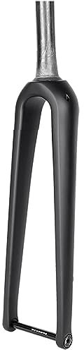 LHHL Rennrad Vorderradgabel 700c Starre Gabeln Kohlefaser 12x100mm Steckachse Scheibenbremse 1-1/8'' Verjüngtes Rohr Ultraleicht 700cx45mm Fahrradgabel