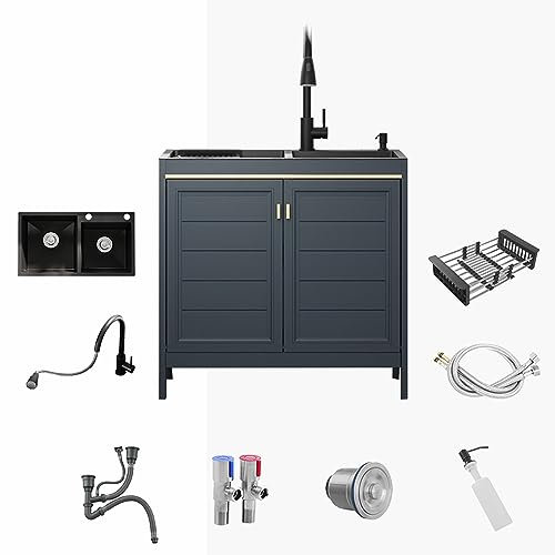 Spülbecken Waschbecken Küche,Spüle mit Unterschrank,Küchenspüle Edelstahl,Spültisch,Spülenschrank,Camping Waschbecken,Ausgussbecken,mit Wasserhahn Ausziehbar Und Armatur,für Campingküche,Outdoor Küche