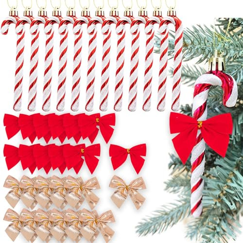 BDSHUNBF 12 Stück Weihnachtsbaumschmuck Zuckerstangen, Zuckerstangen zum Hängen Rot Weiß, Zuckerstangen Weihnachtsbaum Glitzer Zuckerstange Anhänger, Hängende Weihnachtsdeko für Weihnachtsdekoration