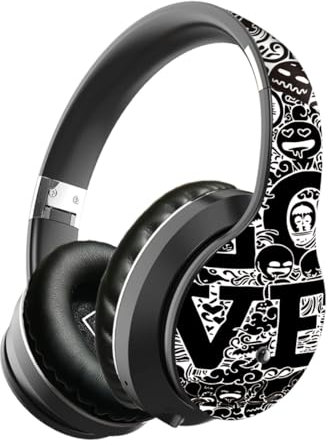 EIVOR Audio stéréo HiFi annulant Les écouteurs DJ, Bluetooth Pliable sur Les écouteurs avec Micro, Casque Doux de cric Audio de 3,5 mm Basse Profonde pour Le Bureau de Voyage à la Maison,Black Silver
