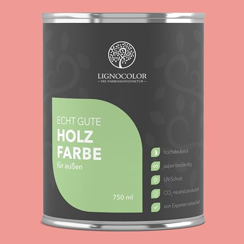 Lignocolor Holzfarbe Außen matt | wetterfeste Farbe für den Außenbereich (Flamingo matt, 750ml) | hochdeckend & hochbeständig