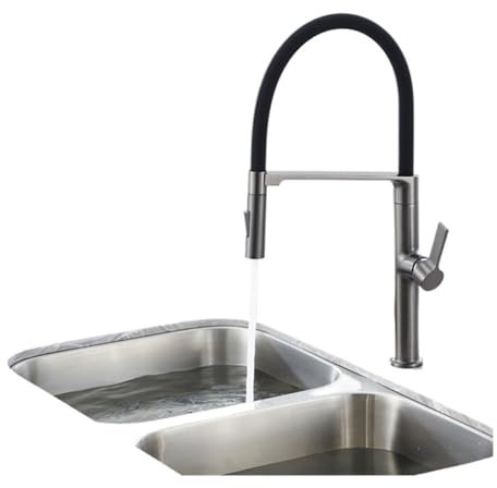 Grifo de cocina, grifo de fregadero, grifo individual de agua fría y caliente, grifo de latón giratorio gris magnético (Color : Gun gray)