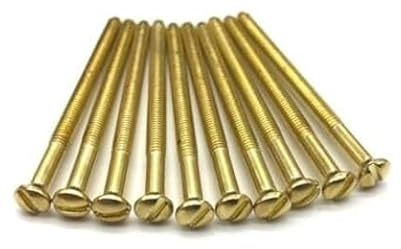 Pack of 10 Brass Electrical Screws 50mm Brass M3.5 Long Socket Screw Switch Plugs Fixings Raised Slotted Head
